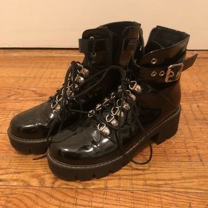 Patent Leather Combat Boots